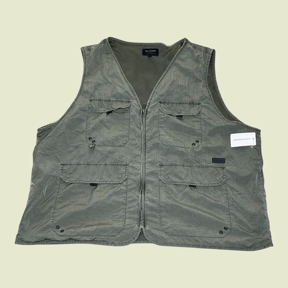 NEW Lucky Brand US Army Men Military Utility Vest XXL Olive Green Nylon Tactical
